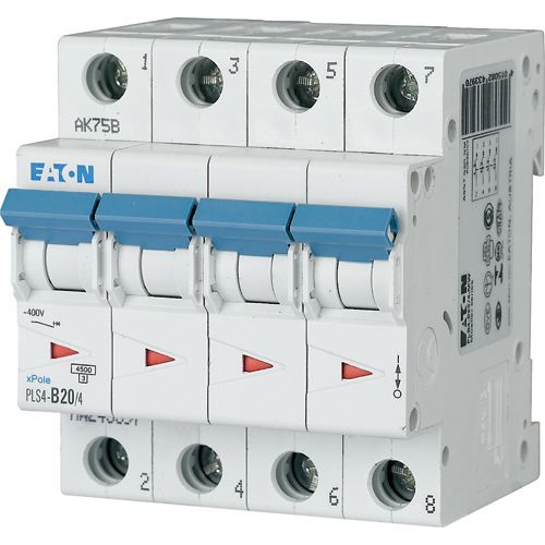 EATON Disjoncteur PLS4-C20/4-MW , C 20A , 4 poles , 4,5 kA