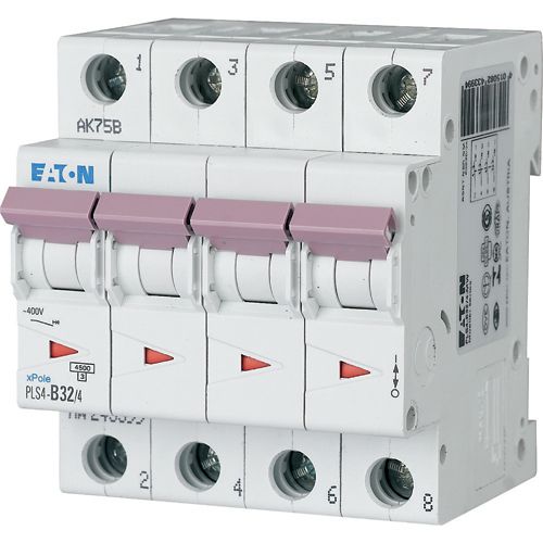 EATON Disjoncteur PLS4-C32/4-MW , C 32A , 4 poles , 4,5 kA
