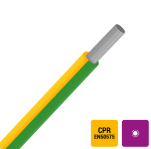 CABLE D'INSTALLATION R 100 VOBst H07V-KT fil PVC souple étamé 750V Eca 70°C vert/jaune 6mm² (100M)